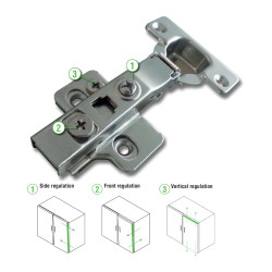 Dobradiça C16 c/clic e amortecedor Murano MH0203A48, copo Ø.35 furação 48/6 mm, abertura de 110º