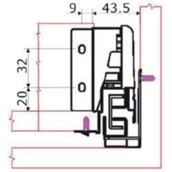 Lateral de gaveta com amortecedor DANCO ES-401 E, silenciosa, suporta 30 kg, A.92 x C.500 mm