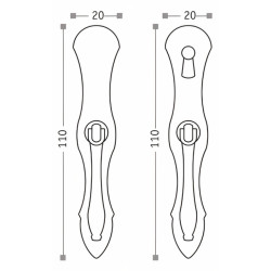 Puxador rústico, espelho c/pingente Sofima 180, zamak latonado, A.110 x L.20 mm