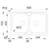 Lava louça RODI OKIO PLUS 80 BB, duas pias sem escorredor, inox polido, encastrar, 800 x 500, MOD.800 mm