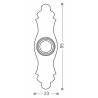 Puxador rústico, espelho cogumelo redondo Sofima 167, zamak bronze, A.95 x L.23 mm