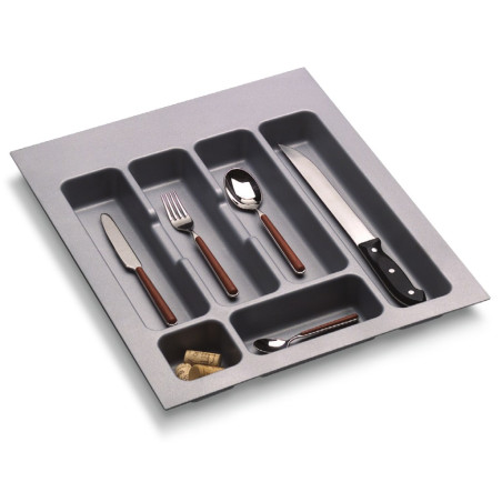Porta talheres p/gaveta Gollinucci 773, plástico cinza metalizado, A.43 x L.347-401 x P.390-490, MOD.450 mm