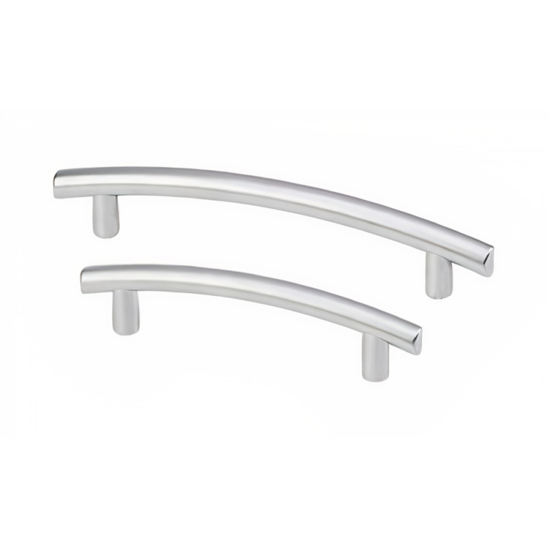 Puxador atual, asa ponte Sofima 398, zamak cromado mate, 2 furos distância 96, Ø.10 x A.33 x C.129 mm