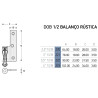 Dobradiça meio balanço rústica Sofima 220 para porta, zamak niquelado preto, 2,5", A.64 x L.26 x E.3 mm, direita