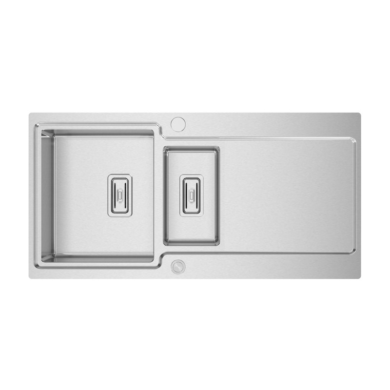 Lava louça RODI EVO 100, duas pias laterais reversível, inox escovado, aplicação superior ou á face, 1000 x 500, MOD.600 mm