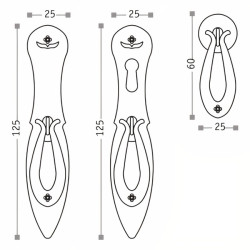 Puxador rústico, espelho redondo c/pingente argola Sofima 593, zamak bronze, A.60 x L.25 mm