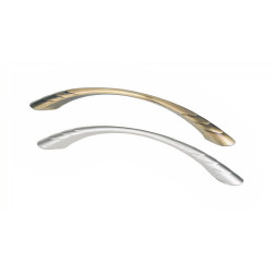 Puxador atual, asa ponte Sofima 737, zamak níquel escovado, 2 furos distância 128, E.14 x A.28 x C.162 mm