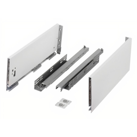 Kit gaveta c/amortecedor STRONG StrongMax slim/fina, silenciosa, extração total, 40 kg, branco, E.16, A.185 x C.500 mm