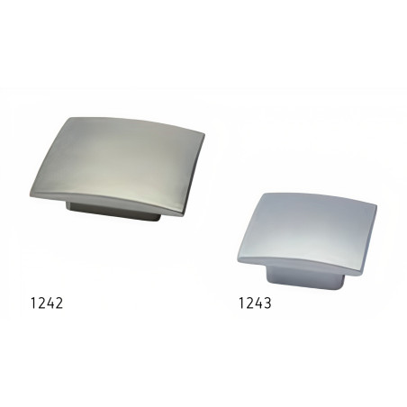 Puxador atual, cogumelo quadrado convexo Sofima 1243, zamak cromado mate, 1 furo, L.40 x C.40 x A.18/12 mm