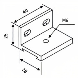 Suporte parede 74S para calha 74P, ferro zincado, A.25 x L.40 x P.28 mm