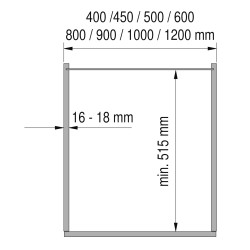 Gaveta p/fixação frontal VAUTH-SAGEL VS SUB Basket extracção total c/amort., Saphir cromado, P.487 x A.185 x L.838, MOD.900 mm