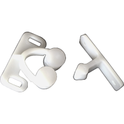 Fecho articulado, plástico branco, C.31 x L.25 x A.9 mm