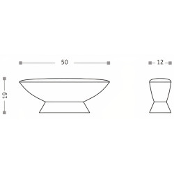 Puxador atual, cogumelo oval Sofima 658, zamak cromado mate, 1 furo, A.19 x C.50 x L.12 mm