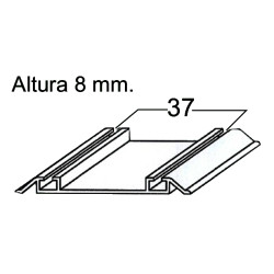Perfil calha inferior roda macho fina 10958, para porta de roupeiro, alumínio branco, 6000 mm