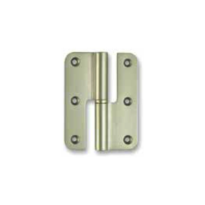 Dobradiça balanço rasa cantos redondos Sofima 312 para porta, latão níquel escovado, 3,5", A.87,5 x L.42 x E.3 mm, esquerda
