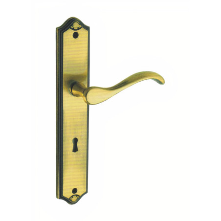 Puxador rústico, espelho alto rectangular c/manete curva Sofima 841, latão bronze, P.55 x L.46/115 x A.242 mm