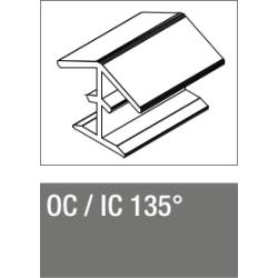 Acessório REHAU para rodapé cozinha 125, canto exterior/interior 135º, alumínio