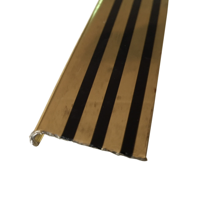 Perfil de alumínio revestido a plástico, dourado/preto, L.18 mm