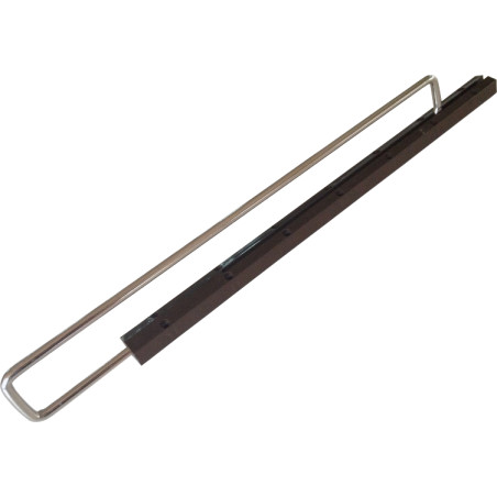 Cabide para roupeiro, extensível tipo trombone, cromado com base em plástico castanho, profundidade 300 mm