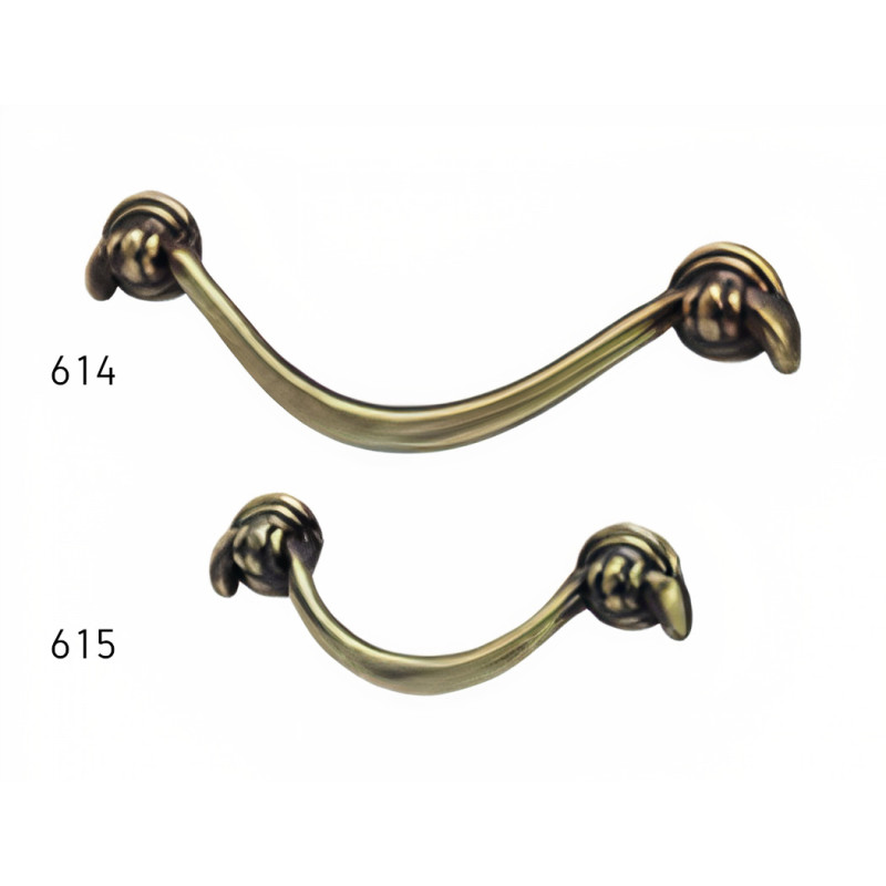 Puxador rústico, asa Sofima 615, zamak bronze, 2 furos distância 64, C.85 x A.17 mm