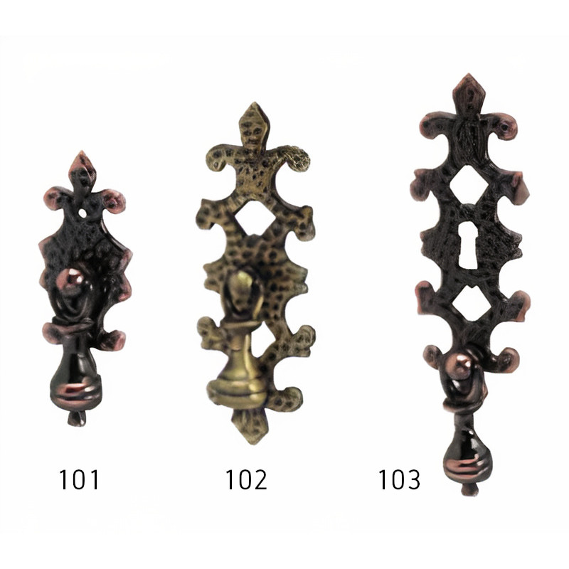 Puxador rústico, espelho c/pingente Sofima 103, zamak niquelado preto, A.120 x L.30 mm (c/entrada de chave)