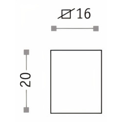 Puxador atual, quadrado rectangular Sofima 772, zamak níquel escovado, 1 furo, A.20 x 16 x 16 mm