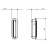 Puxador clássico, concha oval embutir com patilha Sofima 1228, zamak níquel escovado, C.52 x L.14,5 x A.12 mm