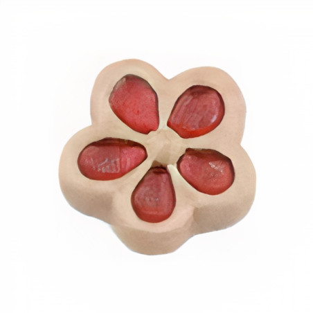 Puxador natureza, flor Nesu 349RJ, cerâmica areia/vermelho, Ø.33 mm