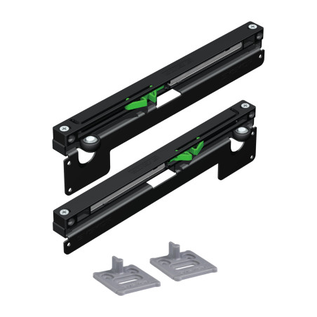 Kit amortecedor p/porta de roupeiro Easy Soft Terra S85, p/calha L.85 x A.40, p/placa E.16-19 mm, 15-25 Kg