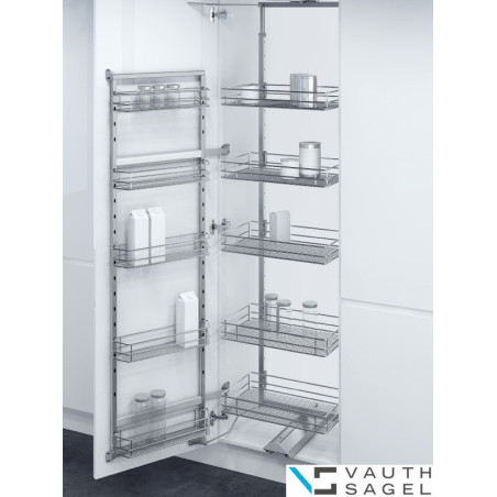 Conjunto 5 cestos interior + 5 porta para despenseiro VAUTH-SAGEL VS TAL Gate Pro, Saphir cromado, MOD.600 mm