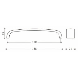 Puxador atual, asa larga Sofima 780, zamak níquel escovado, 2 furos distância 160, A.29 x C.168 x L.24 mm