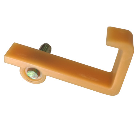 Suporte de prateleira c/garra comprida Artimol, plástico branco, perno zincado Ø.5 x C.9, A.41, p/prateleira até 16 mm