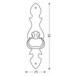 Puxador rústico, espelho c/pingente argola Sofima 156, zamak niquelado preto, A.85 x L.25 mm