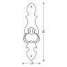 Puxador rústico, espelho c/pingente argola Sofima 156, zamak bronze, A.85 x L.25 mm