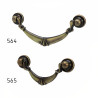 Puxador rústico, espelho redondo c/pingente asa Sofima 565, zamak bronze, 2 furos distância 64, C.90 x A.40 mm