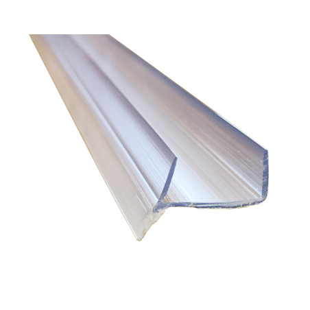Perfil vedante com aba, plástico transparente, para rodapé com 16, aba 7, A.10 x L.EXT.19/INT.16 x C.3600 mm