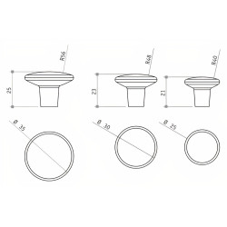 Puxador atual, cogumelo redondo Sofima 1205, zamak níquel escovado, 1 furo, A.23 x Ø.30 mm