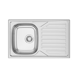 Lava louça RODI OKIO LINE 80, uma pia lateral com escorredor reversível, inox polido, encastrar, 800 x 500, MOD.450 mm
