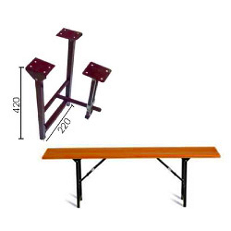 Par de pernas para banco articulado/desmontável, metal bordeaux/castanho (RAL 3005), A.420 x L.220 mm