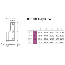 Dobradiça balanço lisa Sofima 253 para porta, latão lacado, 4", A.100 x L.46 x E.3 mm, esquerda