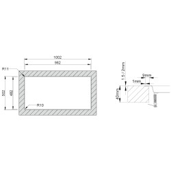 Lava louça RODI EVO 100, duas pias laterais reversível, inox escovado, aplicação superior ou á face, 1000 x 500, MOD.600 mm