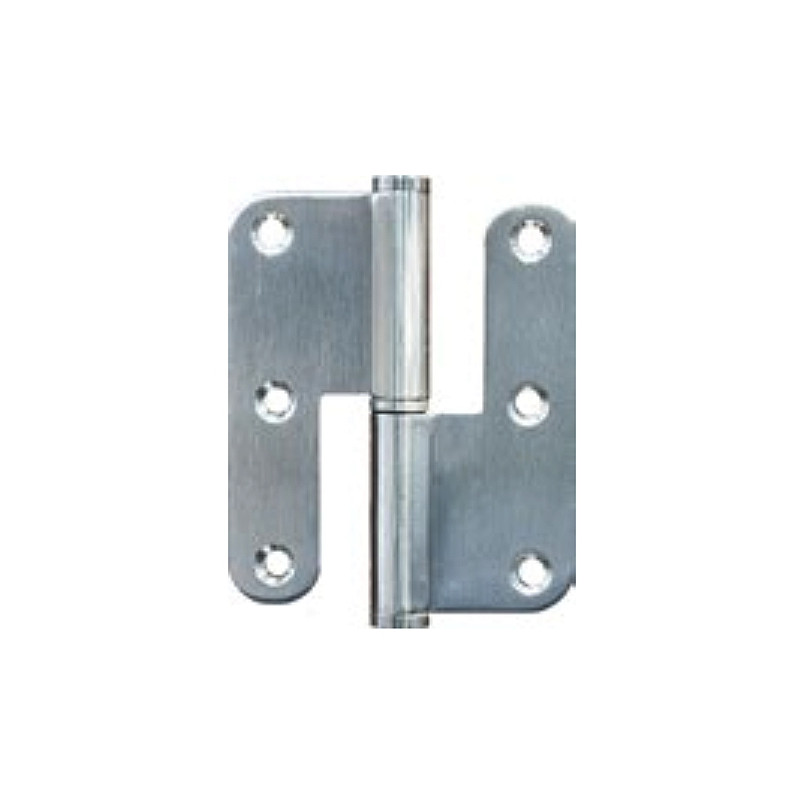 Dobradiça balanço cantos redondos P29 para porta, inox, 3,5", 90 x 75 x 2,5 mm, esquerda