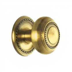 Puxador rústico, espelho redondo c/bola pequena Sofima 455, zamak latonado, A.34 x Ø.32 mm