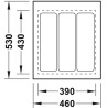 Porta talheres p/gaveta HAFELE 556.65.757, plástico branco, A.57 x L.390-460 x P.430-530, MOD.500 mm