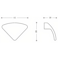 Puxador atual, triângulo Sofima 309, zamak niquelado mate, L.41 x C.28 x A.19 mm