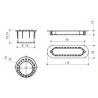 Puxador atual, concha oval embutir Sofima 1261, zamak níquel escovado, 2 furos distância 96, C.118 x L.36 x A.12 mm