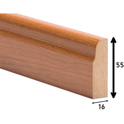 Perfil moldura 5516/P202, MDF revestido a folha de faia, A.55 x L.16 x C.3660 mm