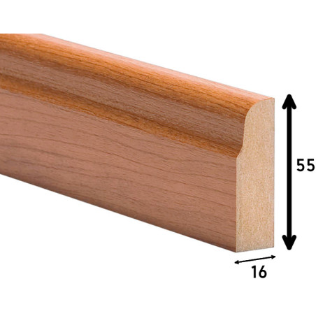 Perfil moldura 5516/P202, MDF revestido a folha de faia, A.55 x L.16 x C.3660 mm