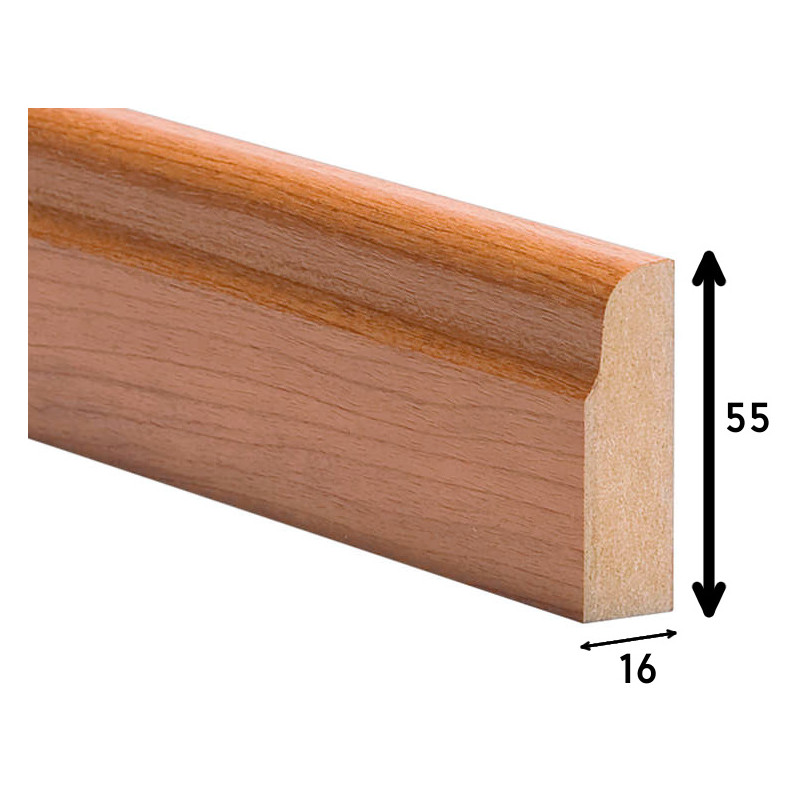 Perfil moldura 5516/P202, MDF revestido a folha de cerejeira, A.55 x L.16 x C.3660 mm