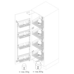 Conjunto 5 cestos interior + 5 porta para despenseiro VAUTH-SAGEL VS TAL Gate Pro, Saphir cromado, MOD.600 mm